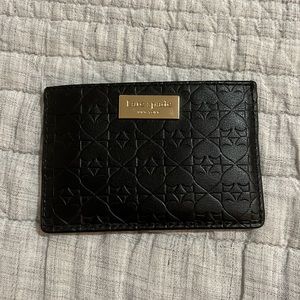Kate Spade Penn Place Embossed Graham Card Holder in Black